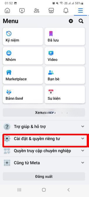 Tìm và chọn mục Cài đặt & quyền riêng tư