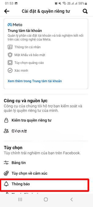 Chọn tiếp Cài đặt > chọn Thông báo.