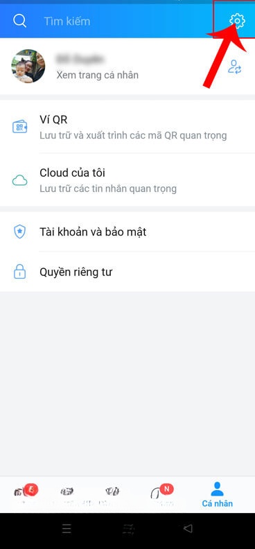Chạm vào biểu tượng cài đặt