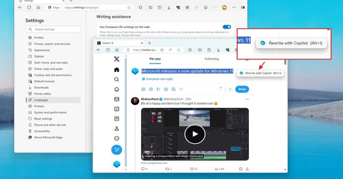  Cách tắt tính năng rewrite của Copilot trên Microsoft Edge 