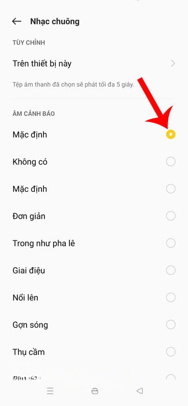 Chọn một kiểu nhạc chuông bất kỳ