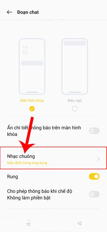 Ấn vào mục Nhạc chuông