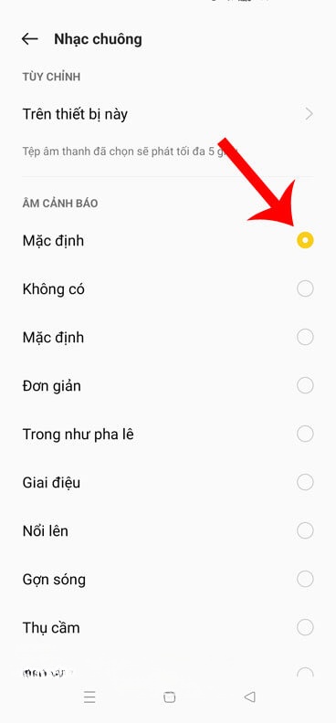 Chọn một nhạc chuông bất kỳ làm âm thanh thông báo