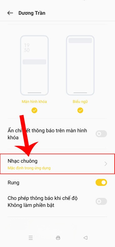 Chạm vào mục Nhạc chuông