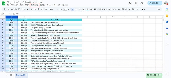  Cách thay đổi định dạng ngày tháng trong Google Sheets 
