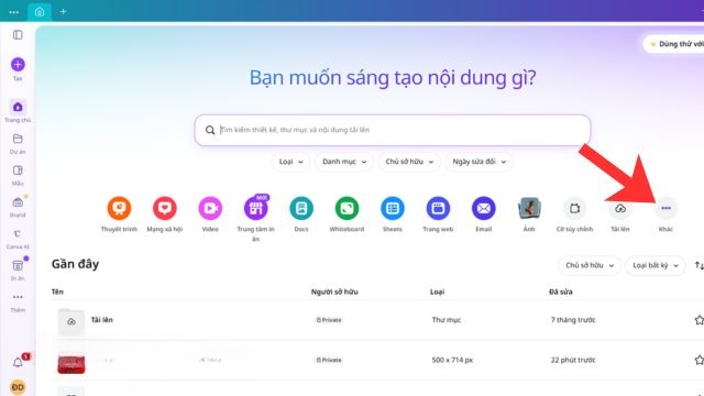 Nhấn vào mục Khác