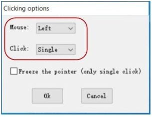 Chọn kiểu click là Hold down