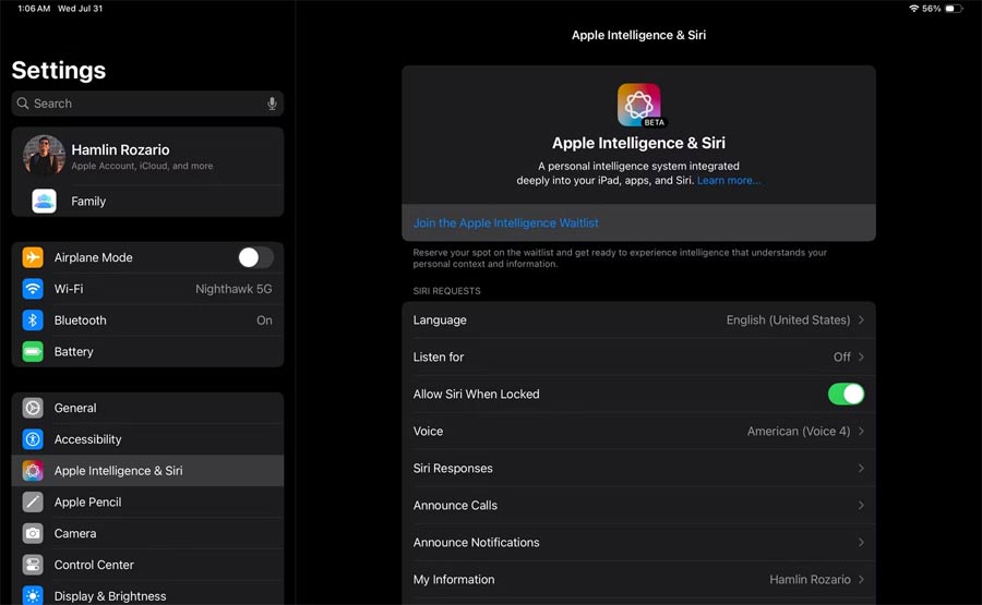 Danh sách chờ Apple Intelligence