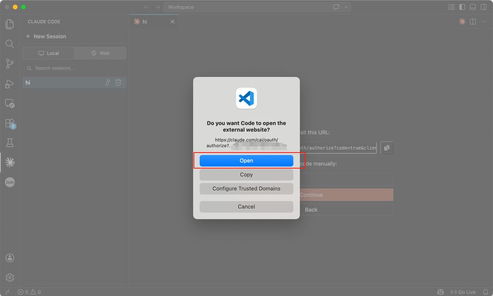 Mở VS Code