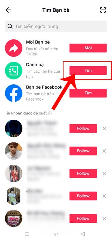 Chạm vào nút Tìm