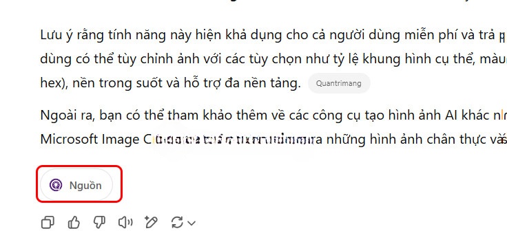 Truy cập nguồn trên ChatGPT