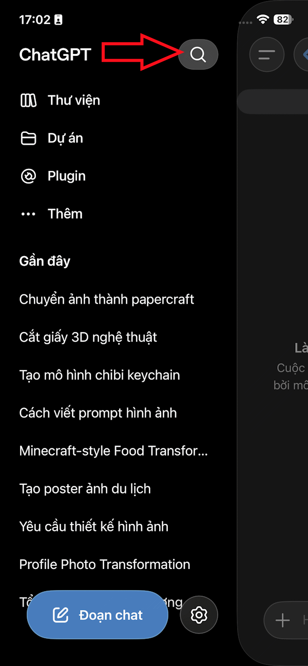 Tìm kiếm trên ChatGPT điện thoại
