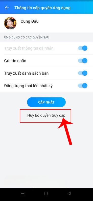 Ấn vào mục Hủy bỏ quyền truy cập