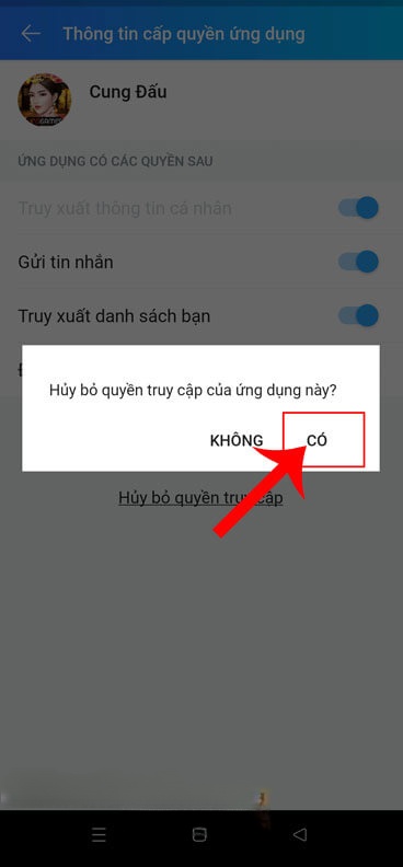 Nhấn vào nút Có