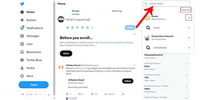  Cách xóa lịch sử hoạt động, lịch sử tìm kiếm trên X (Twitter) 