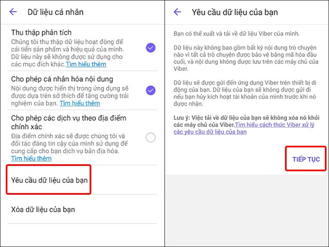 Yêu cầu dữ liệu của bạn
