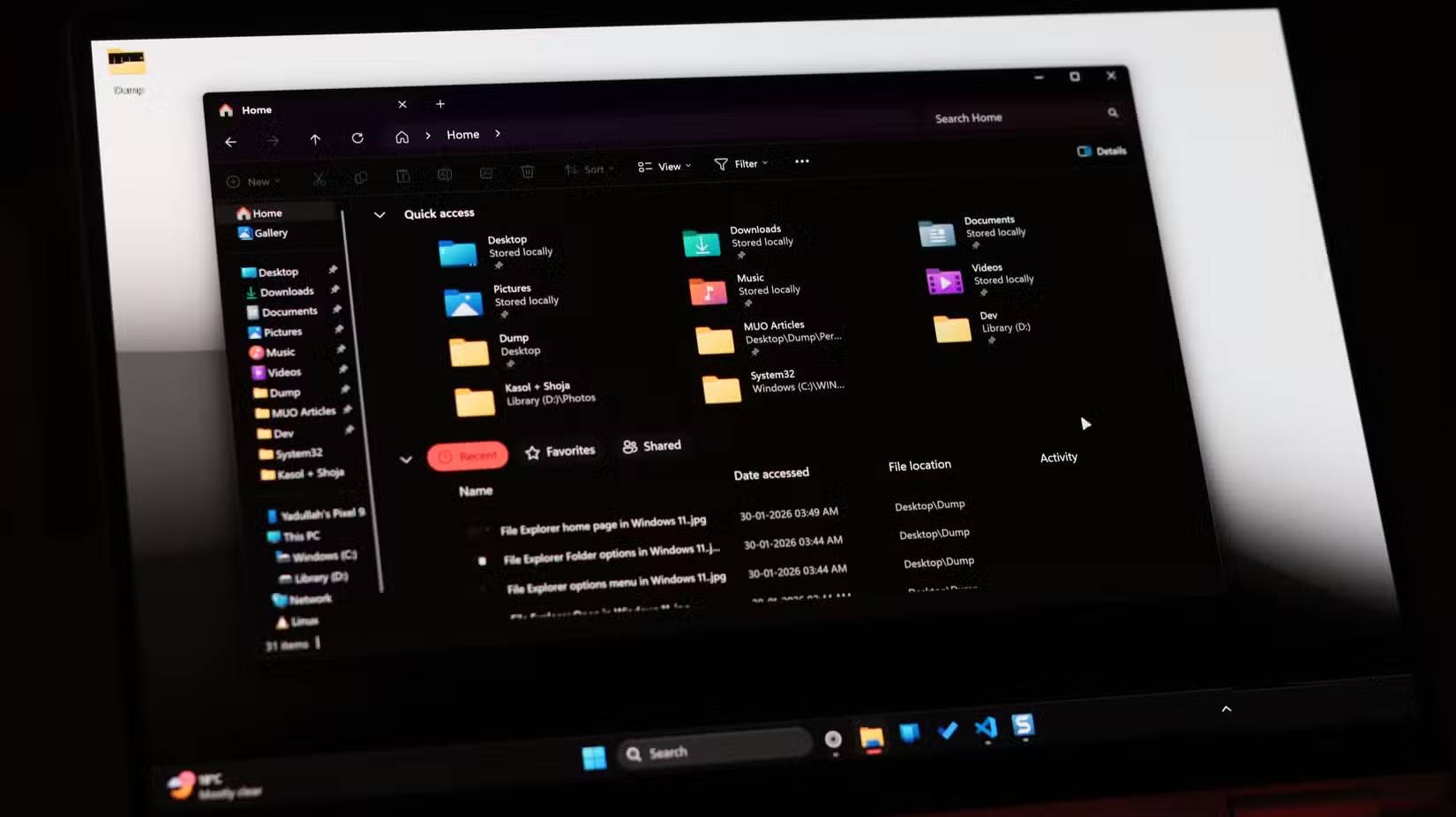 Trang chủ File Explorer