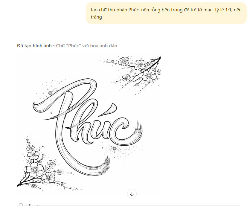 Chữ thư pháp tô màu trên ChatGPT