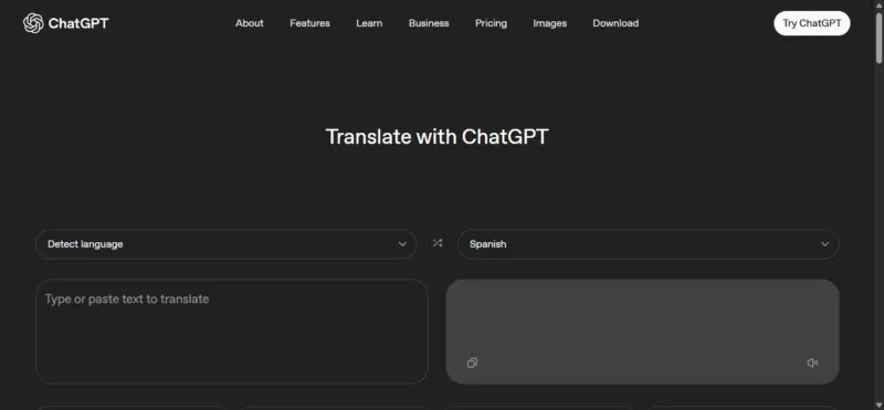 Giao diện ChatGPT Translate