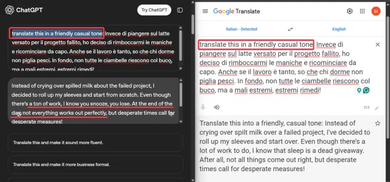 ChatGPT Translate và Google Translate