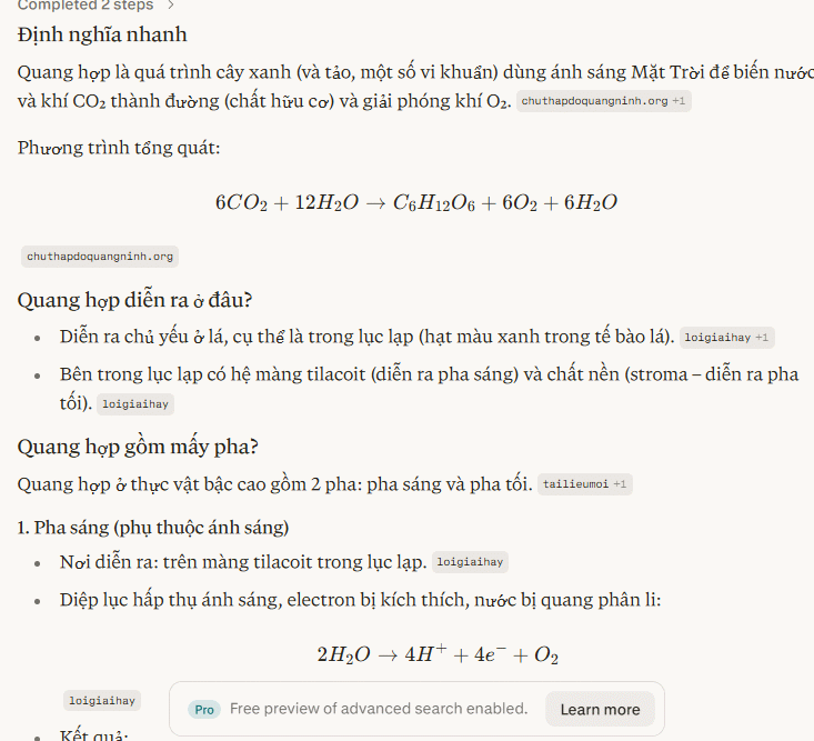 Nội dung bằng Learn Step by Step Perplexity