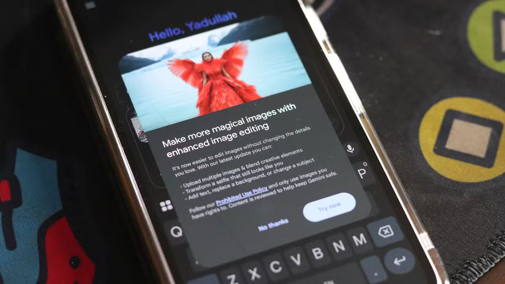 Ứng dụng Gemini trên Android hiển thị cửa sổ chỉnh sửa.