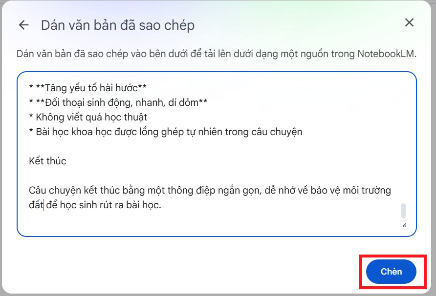 Nội dung văn bản NotebookLM