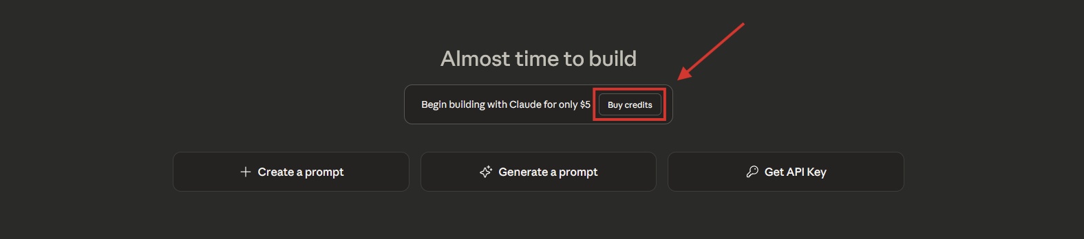 Nút Buy credits trong Claude