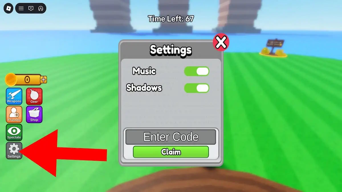 Cửa sổ đổi code Battle Minigames
