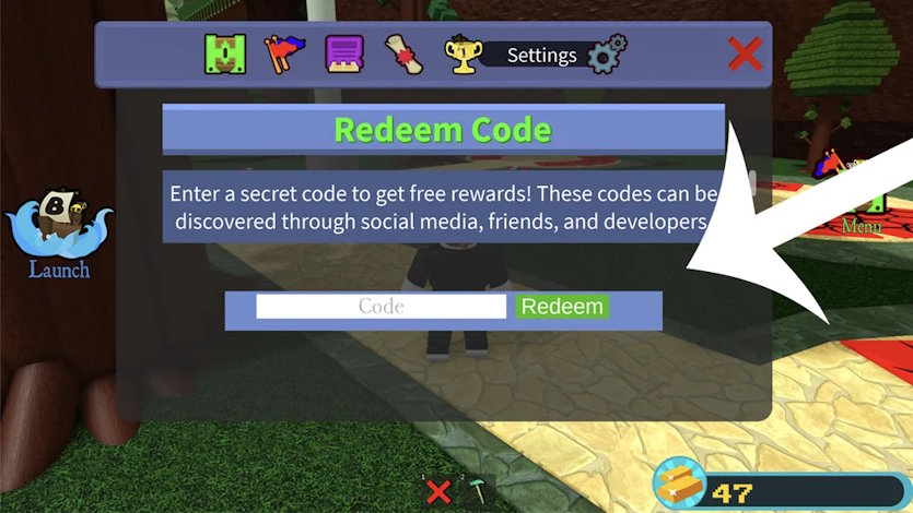 Ô nhập code Build a Boat for Treasure