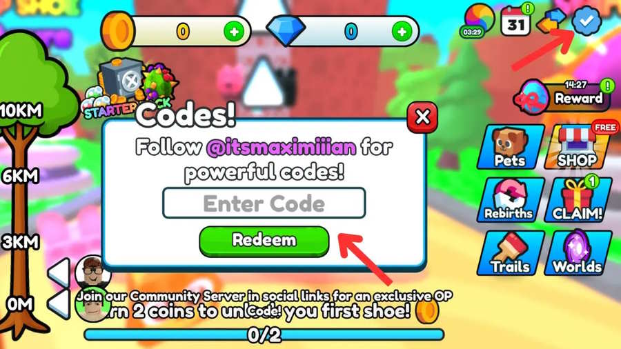 Màn hình đổi code Climb to Infinity