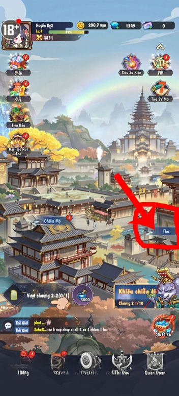 Chạm vào mục Thư
