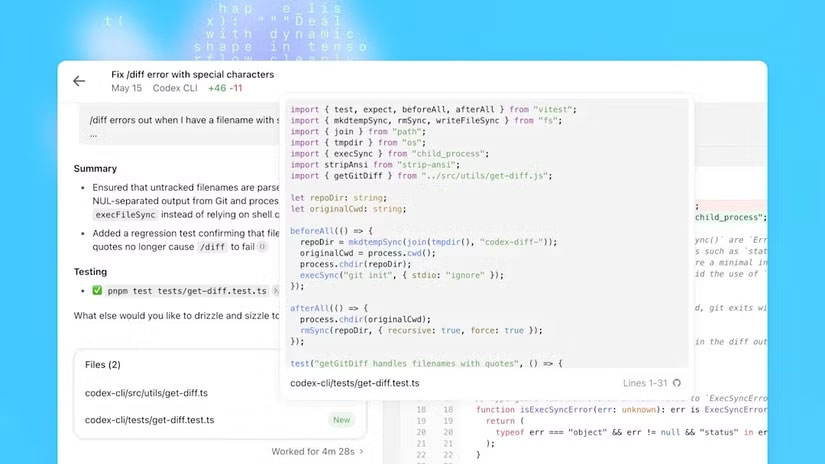 ChatGPT Codex chạy tác vụ mã hóa OpenAI