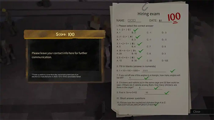 Đáp án bài thi tuyển dụng Hiring Exam trong Nobody - The Turnaround