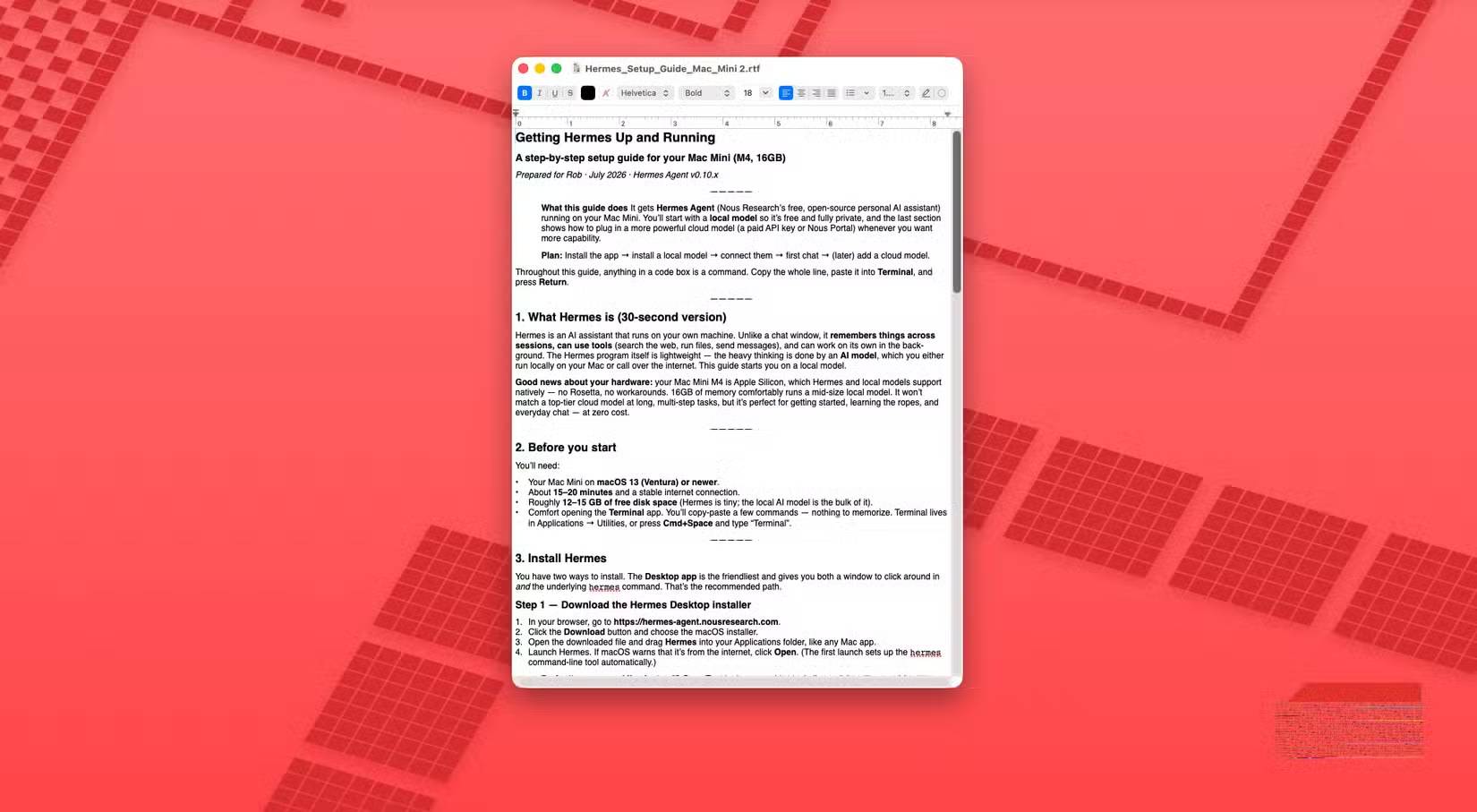 Tài liệu ban đầu để cài đặt AI trên Mac Mini