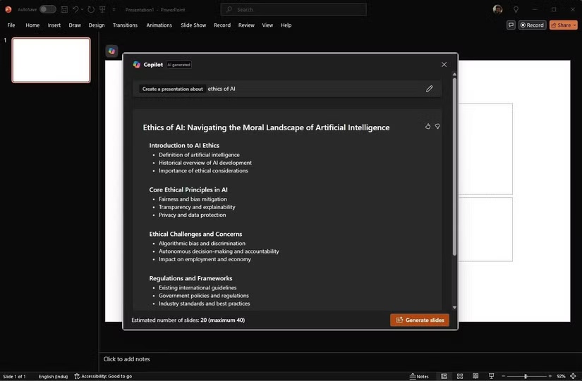 Tạo bài thuyết trình mới bằng Copilot trong Microsoft