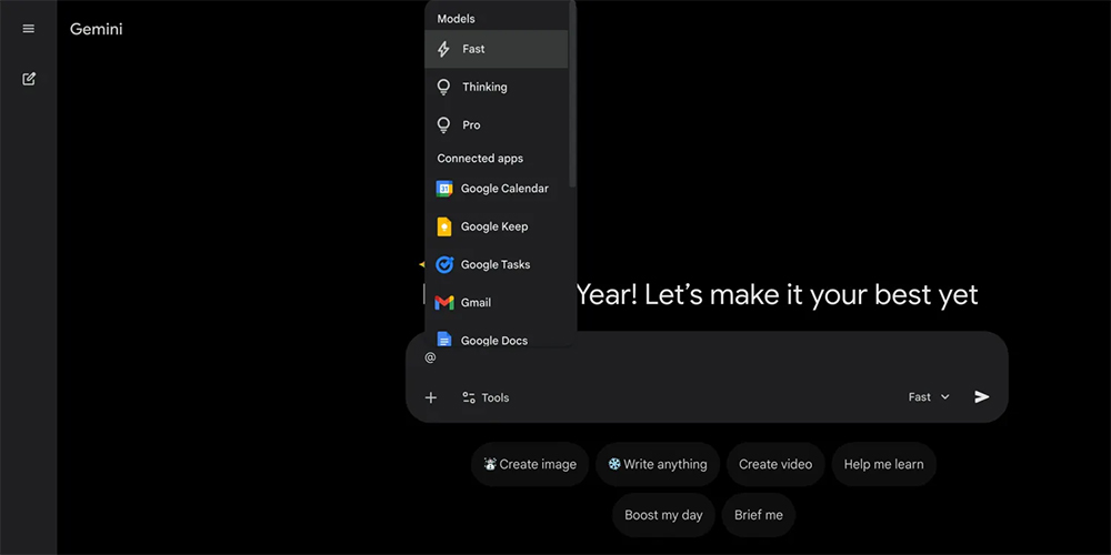 Gemini có tốc độ chuyển đổi mô hình nhanh hơn từ menu @