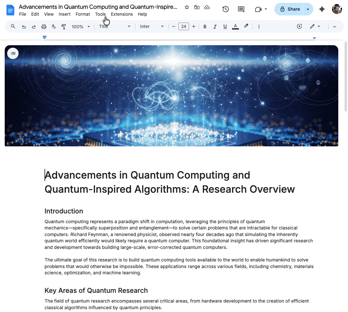 Công cụ tóm tắt văn bản bằng âm thanh Google Docs