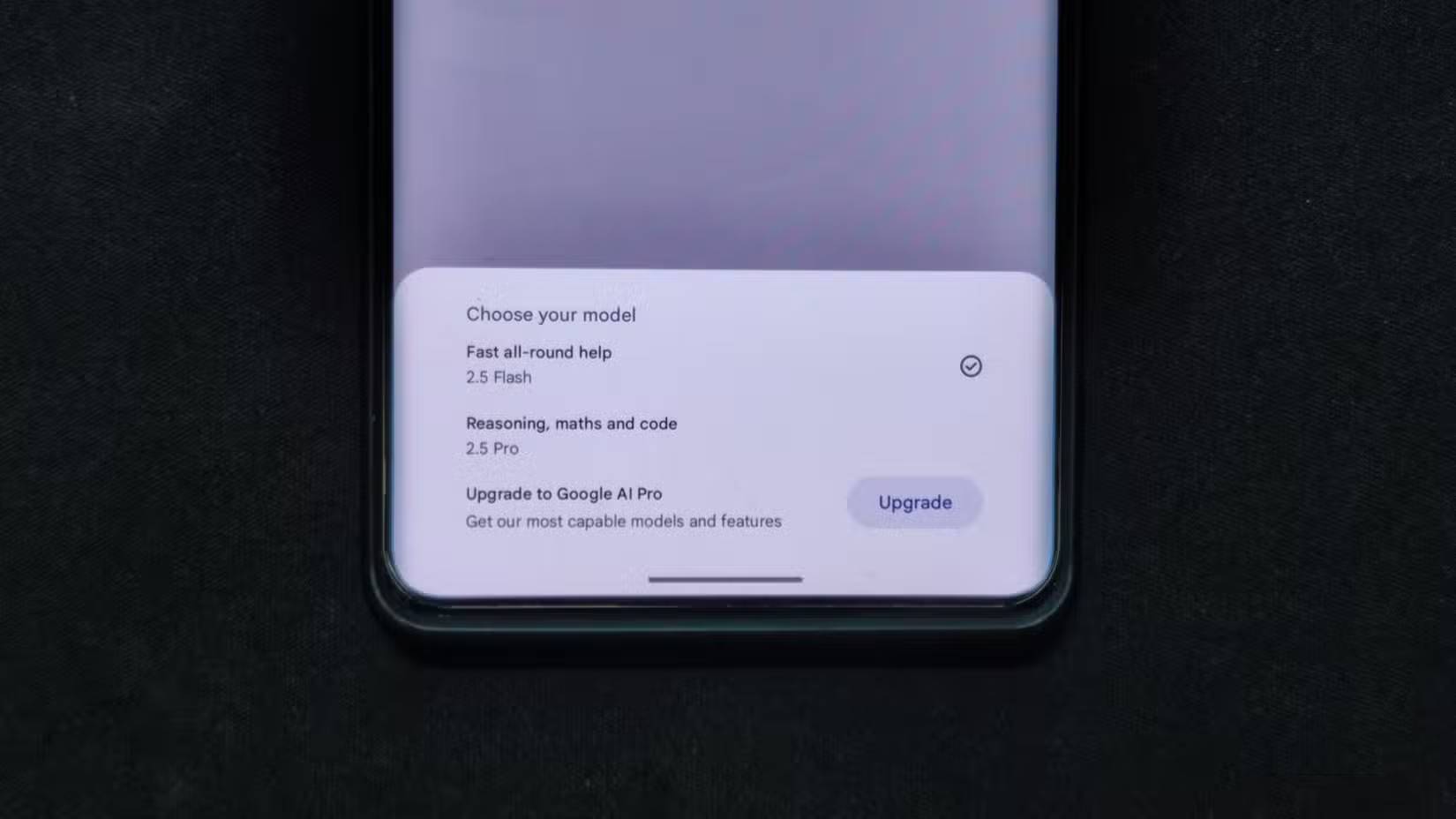 Trang chọn mô hình Gemini AI.