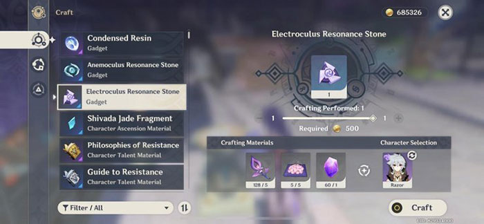Thu thập vật liệu và chế tạo Resonance Stone để định vị Electroculi