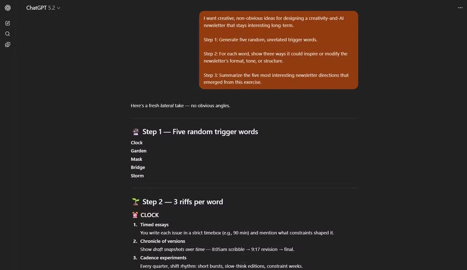 Gợi ý ChatGPT promt khi brainstorm