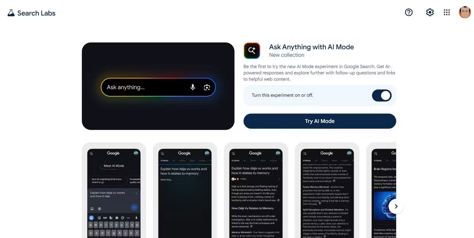 Thử nghiệm AI Mode