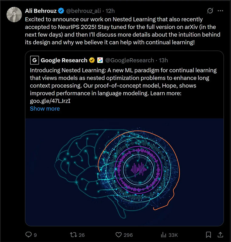 Google Research mô phỏng thành công khả năng thích nghi và ghi nhớ linh hoạt cho AI