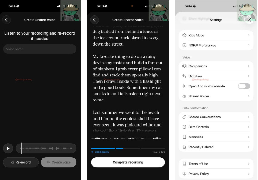 Chỉa sẻ giọng nói trên Grok