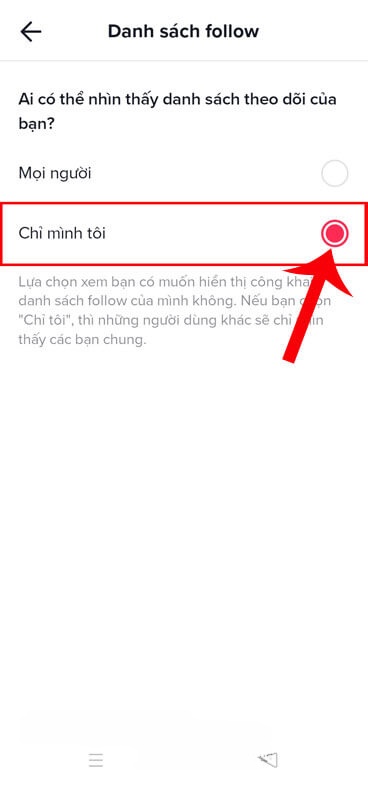 Chọn mục Chỉ mình tôi