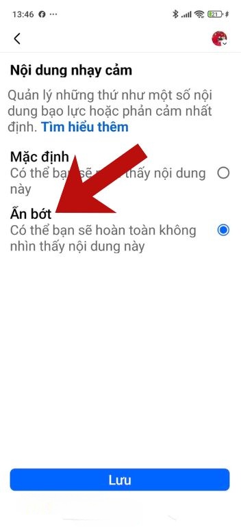 Chọn mục Ẩn bớt