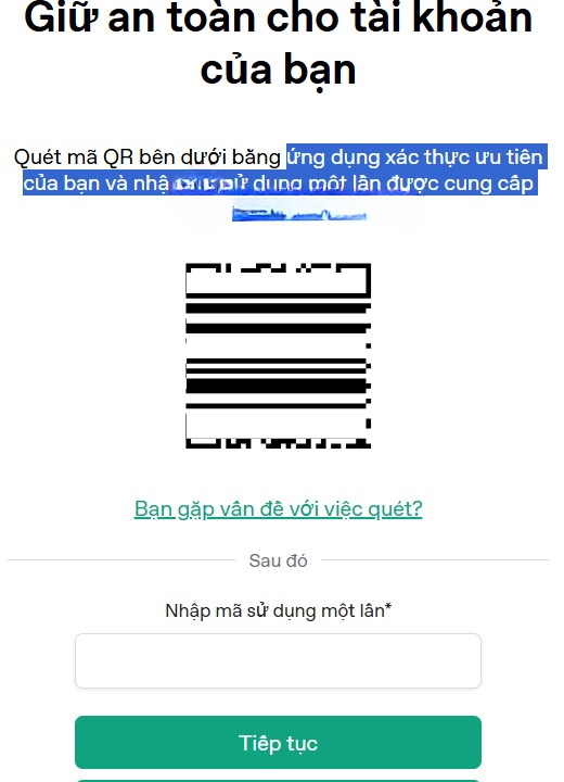 Mã QR bảo mật ChatGPT
