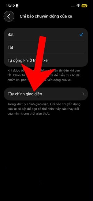 Chạm vào mục Tùy chỉnh giao diện 