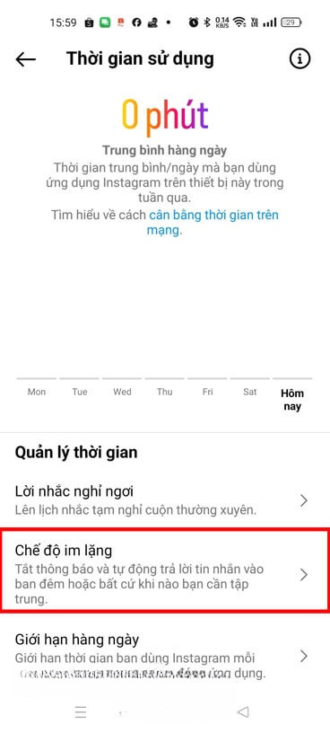 Ấn vào mục Chế độ im lặng