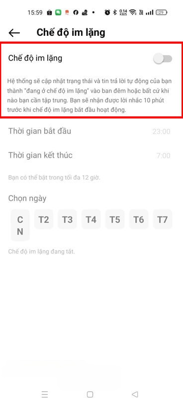 Bật công tắc Chế độ im lặng